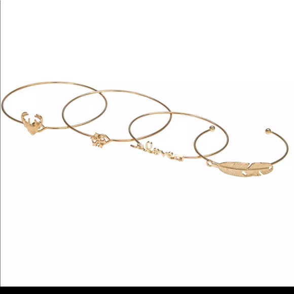 NEW 4 PIECE GOLD BANGLE BRACELET SET - Picture 2 of 2